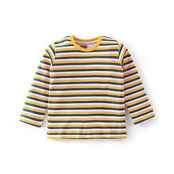 Babyhug Cotton Knit Full Sleeves Striped & Text Graphics T-Shirts Pack of 3 - Multicolour