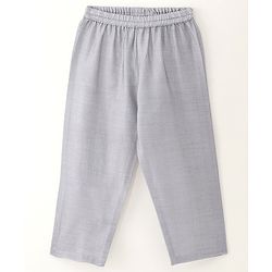 Babyhug Velvet Woven Full Sleeves Embroidered Kurta & Pajama Set - Navy Blue