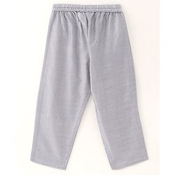 Babyhug Velvet Woven Full Sleeves Embroidered Kurta & Pajama Set - Navy Blue