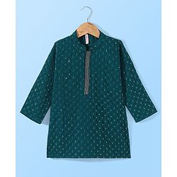 Babyhug Full Sleeves Sequenced Embroidered Kurta & Pyjama Set - Teal Green
