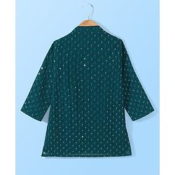 Babyhug Full Sleeves Sequenced Embroidered Kurta & Pyjama Set - Teal Green