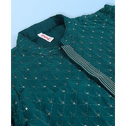 Babyhug Full Sleeves Sequenced Embroidered Kurta & Pyjama Set - Teal Green