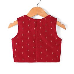 Babyhug Sleveless Chanderi Butti Angarkha Choli with Lehenga and Dupatta - Red