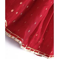 Babyhug Sleveless Chanderi Butti Angarkha Choli with Lehenga and Dupatta - Red