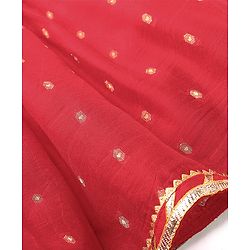 Babyhug Sleveless Chanderi Butti Angarkha Choli with Lehenga and Dupatta - Red