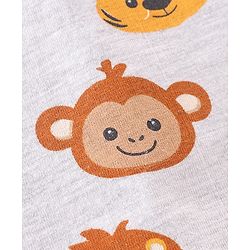 Babyhug Cotton Knit Full Sleeves T-Shirt Animal Print - White Melange