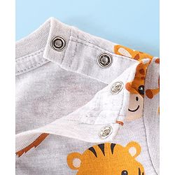 Babyhug Cotton Knit Full Sleeves T-Shirt Animal Print - White Melange