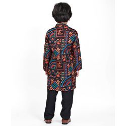 Babyhug Cotton Woven Full Sleeves Kurta Pyjama Set - Multicolor