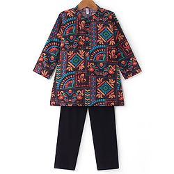 Babyhug Cotton Woven Full Sleeves Kurta Pyjama Set - Multicolor