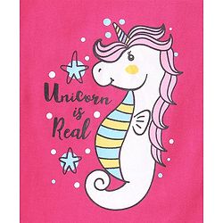 Babyhug Cotton Knit Full Sleeves T-Shirt with Unicorn Graphics - Fuchsia