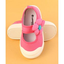 Cute Walk by Babyhug with Velcro Closure Casual Shoes Flower Applique - Fuchsia
