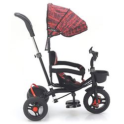 Babyhug Plug & Play Apache Tricycle with Parental Handle and Printed Canopy Military Theme - Green
