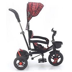 Babyhug Plug & Play Apache Tricycle with Parental Handle and Printed Canopy Military Theme - Green