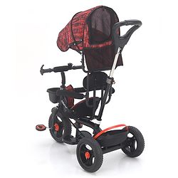 Babyhug Plug & Play Apache Tricycle with Parental Handle and Printed Canopy Military Theme - Green