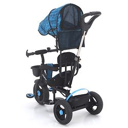 Babyhug Plug & Play Apache Tricycle with Parental Handle and Printed Canopy Military Theme - Green
