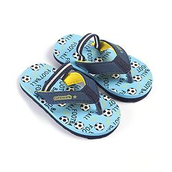 Cute Walk by Babyhug Slip Flop Flops with Back Strap & Football Print - Blue