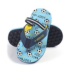 Cute Walk by Babyhug Slip Flop Flops with Back Strap & Football Print - Blue