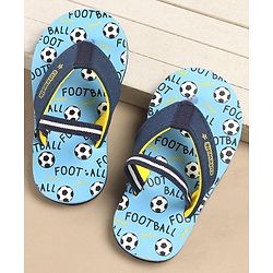 Cute Walk by Babyhug Slip Flop Flops with Back Strap & Football Print - Blue