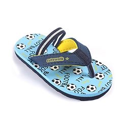 Cute Walk by Babyhug Slip Flop Flops with Back Strap & Football Print - Blue