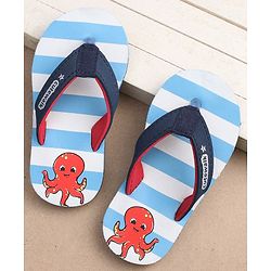 Cute Walk by Babyhug Slip-On Striped Flip Flops Octopus Print - Blue