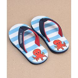 Cute Walk by Babyhug Slip-On Striped Flip Flops Octopus Print - Blue
