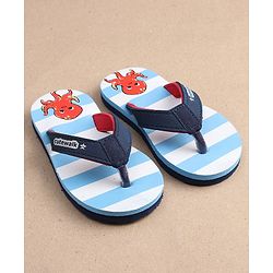 Cute Walk by Babyhug Slip-On Striped Flip Flops Octopus Print - Blue