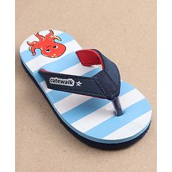 Cute Walk by Babyhug Slip-On Striped Flip Flops Octopus Print - Blue