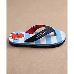 Cute Walk by Babyhug Slip-On Striped Flip Flops Octopus Print - Blue