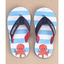 Cute Walk by Babyhug Slip-On Striped Flip Flops Octopus Print - Blue