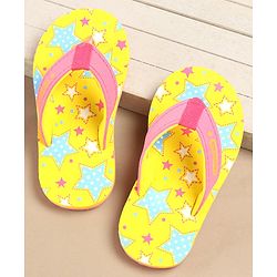 Cute Walk by Babyhug Slip On Flip Flops Stars Print- Yellow