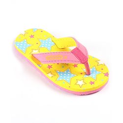 Cute Walk by Babyhug Slip On Flip Flops Stars Print- Yellow