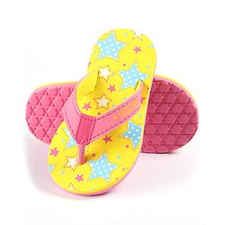 Cute Walk by Babyhug Slip On Flip Flops Stars Print- Yellow
