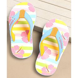 Cute Walk by Babyhug Slip On Flip Flops with Floral Print - Multicolour