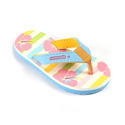 Cute Walk by Babyhug Slip On Flip Flops with Floral Print - Multicolour