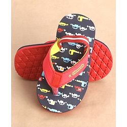 Cute Walk by Babyhug Flip Flops with Back Strap Vehicle Print - Blue