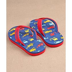 Cute Walk by Babyhug Slip On Flip Flops JCB Print - Blue