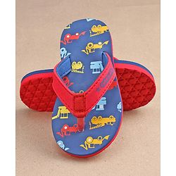 Cute Walk by Babyhug Slip On Flip Flops JCB Print - Blue