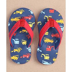 Cute Walk by Babyhug Slip On Flip Flops JCB Print - Blue