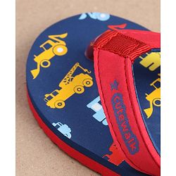Cute Walk by Babyhug Slip On Flip Flops JCB Print - Blue