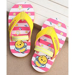 Cute Walk by Babyhug Slip On Flip Flops Stripes & Bee Print-  Pink