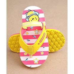 Cute Walk by Babyhug Slip On Flip Flops Stripes & Bee Print-  Pink