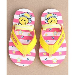 Cute Walk by Babyhug Slip On Flip Flops Stripes & Bee Print-  Pink