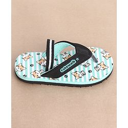 Cute Walk by Babyhug Slip On Flip Flops Stripes & Kitty Print-  Blue