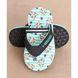 Cute Walk by Babyhug Slip On Flip Flops Stripes & Kitty Print-  Blue