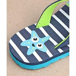 Cute Walk by Babyhug Flip Flops Stripes and Star Fish Print - Blue