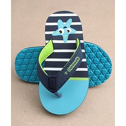 Cute Walk by Babyhug Flip Flops Stripes and Star Fish Print - Blue