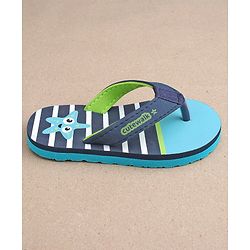 Cute Walk by Babyhug Flip Flops Stripes and Star Fish Print - Blue