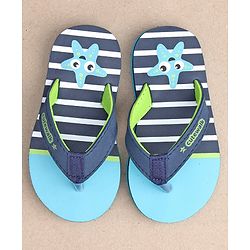 Cute Walk by Babyhug Flip Flops Stripes and Star Fish Print - Blue