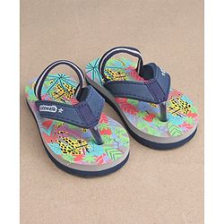 Cute Walk by Babyhug Casual Slip On Flip Flops with Jungle Print - Light Blue