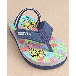 Cute Walk by Babyhug Casual Slip On Flip Flops with Jungle Print - Light Blue